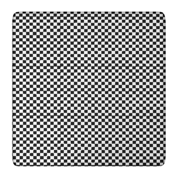 Black and White Small Checkered Pattern Square Fitted Tablecloth with Elastic Edge,Square Table Cover,Washable Elastic Table Cover for Home Kitchen Party Decor 36"x36"