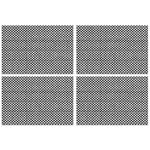 Black and White Small Checkered Pattern Summer Placemats Table Placemats Set Of 4-Linen Kitchen Washable Placemats Table Mats 11.8"x17.7" Non-Slip Heat Resistant