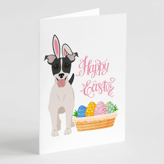 Black White Smooth Jack Russell Terrier Easter Greeting Cards and Envelopes Pack of 8 7 in x 5 in