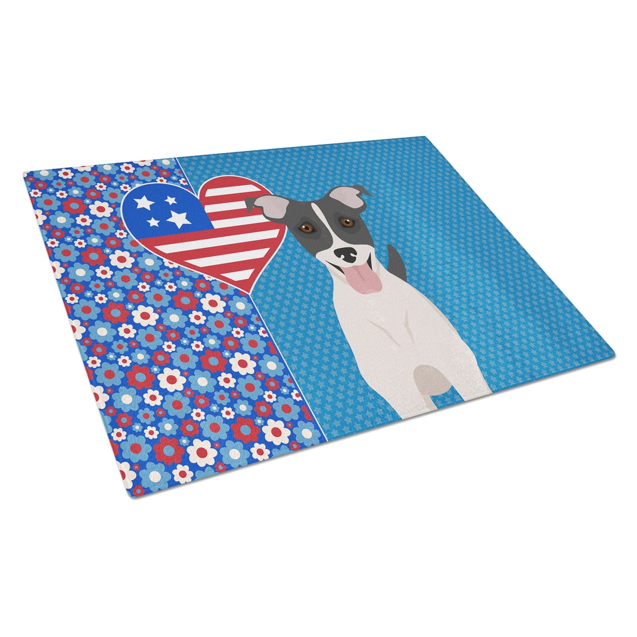 Black White Smooth Jack Russell Terrier Glass Cutting Board Large 12 in x 15 in