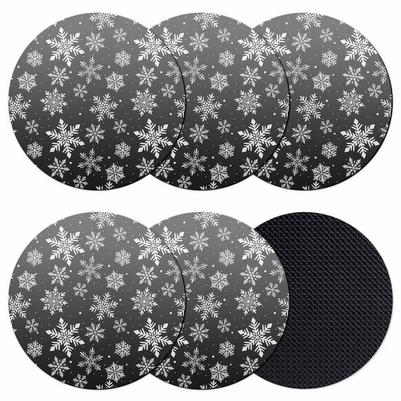 Black White Snowflake Christmas Coasters Set of 6, Absorbent Coasters for Drinks, Winter Xmas Snowflakes Coaster for Desk Coffee Table Protection, Home Decor House Warming Gifts 4"