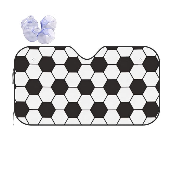Black White Soccer Car Windshield Sun Shade Universal Fit Auto Sun Visor Protector