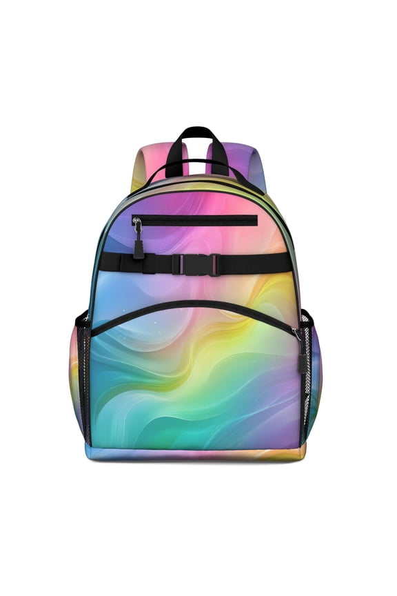 Rainbow Tie Dye Swirl Pattern Backpack for School,Cute School Bag,Schoolbag with Adjustable Shoulder Straps & Padded Back,15.25"x11.5"x5.25"