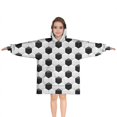 thumbnail image 1 of Black White Soccer Pattern Blanket Hoodies for Kids 6-13YR Oversize Wearable Blanket Hoodies for Boys Girls Teens, 1 of 7