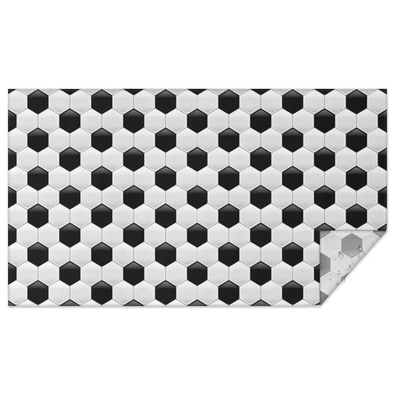 Black White Soccer Pattern Rectangle Tablecloth 60"x102",Waterproof Polyester Rectangle Table Cloth, Wipeable Spillproof Polyester Tablecloth for Dining, Camping, Indoor and Outdoor
