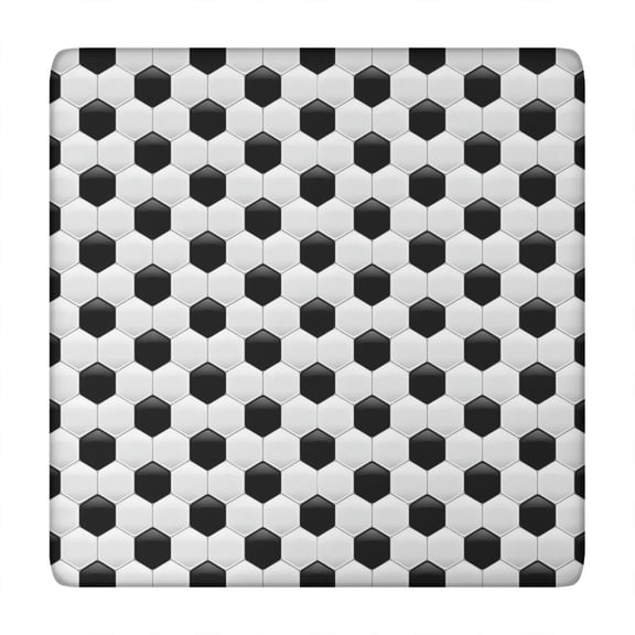 Black White Soccer Pattern Square Fitted Tablecloth with Elastic Edge,Square Table Cover,Washable Elastic Table Cover for Home Kitchen Party Decor 34"x34"