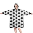 thumbnail image 1 of Black White Soccer Pattern Wearable Oversized Blanket,Wearable Blanket Hoodie for Adults,Cozy Hooded Blankets with Super Pockets,Super Warm Fuzzy Pullover for Women & Men, 1 of 6
