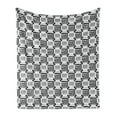 thumbnail image 1 of Black and White Soft Flannel Fleece Blanket, Abstract Composition of Monochrome Geometric Shapes Pattern Grid Squares, Cozy Plush for Indoor and Outdoor Use, 70" x 90", Black White, by Ambesonne, 1 of 6