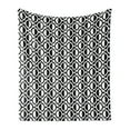 thumbnail image 1 of Black and White Soft Flannel Fleece Blanket, Lattice Pattern with Geometric Circles and Lines Abstract Monochrome Grid, Cozy Plush for Indoor and Outdoor Use, 50" x 60", Black White, by Ambesonne, 1 of 5