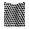 thumbnail image 1 of Black and White Soft Flannel Fleece Blanket, Monochrome Cube Composition with Abstract 3D Design Optical Illusion, Cozy Plush for Indoor and Outdoor Use, 60" x 80", Black and White, by Ambesonne, 1 of 5