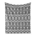 thumbnail image 1 of Black and White Soft Flannel Fleece Blanket, Monochrome Ikat Pattern Bohemian Chevron Modern Scribble Print, Cozy Plush for Indoor and Outdoor Use, 60" x 80", White and Charcoal Grey, by Ambesonne, 1 of 6