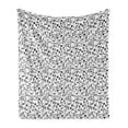 thumbnail image 1 of Black and White Soft Flannel Fleece Blanket, Spring Themed Garden Pattern Monochrome Style Traditional Vintage Swirls, Cozy Plush for Indoor and Outdoor Use, 50" x 70", Coconut Black, by Ambesonne, 1 of 5