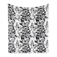 thumbnail image 1 of Black and White Soft Flannel Fleece Blanket, Starry Night Drifter Butterfly Silhouettes Monochrome Sketch Style Fauna, Cozy Plush for Indoor and Outdoor Use, 70" x 90", Black White, by Ambesonne, 1 of 5