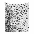 thumbnail image 1 of Black and White Soft Flannel Fleece Blanket, Tree Birch Branches Flying Birds Natural Life Fall Themed Silhouette Style, Cozy Plush for Indoor and Outdoor Use, 50" x 60", Black White, by Ambesonne, 1 of 6