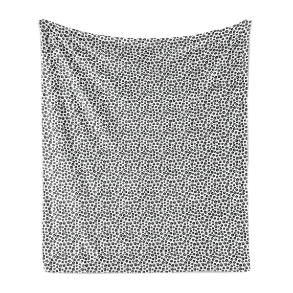 Black and White Soft Flannel Fleece Blanket, Various Size Spiral Shapes in Different Angles Scattered on White Backdrop, Cozy Plush for Indoor and Outdoor Use, 50" x 60", Black White, by Ambesonne