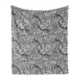 thumbnail image 1 of Black and White Soft Flannel Fleece Throw Blanket, Abstract Shapes and Dots Water Themed Bubbles and Waves Ocean Surface, Cozy Plush for Indoor and Outdoor Use, 50" x 70", Black White, by Ambesonne, 1 of 5