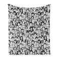 thumbnail image 1 of Black and White Soft Flannel Fleece Throw Blanket, Assortment of Portraits of Happy People Many Ethnicities Sketch Style, Cozy Plush for Indoor and Outdoor Use, 50" x 60", Black White, by Ambesonne, 1 of 5