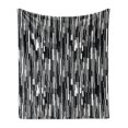thumbnail image 1 of Black and White Soft Flannel Fleece Throw Blanket, Barcode Pattern Abstraction Vertical Stripes in Grayscale Colors, Cozy Plush for Indoor and Outdoor Use, 70" x 90", Black Grey White, by Ambesonne, 1 of 5