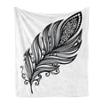 thumbnail image 1 of Black and White Soft Flannel Fleece Throw Blanket, Boho Leaves Hippie Lifestyle Yoga with Swirls and Curved Art Motif, Cozy Plush for Indoor and Outdoor Use, 60" x 80", Black White, by Ambesonne, 1 of 5