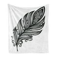 thumbnail image 1 of Black and White Soft Flannel Fleece Throw Blanket, Boho Leaves Hippie Lifestyle Yoga with Swirls and Curved Art Motif, Cozy Plush for Indoor and Outdoor Use, 70" x 90", Black White, by Ambesonne, 1 of 5