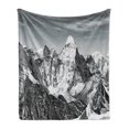 thumbnail image 1 of Black and White Soft Flannel Fleece Throw Blanket, Dramatic View of the Mountains Himalayas Peak Landscape Traveling, Cozy Plush for Indoor and Outdoor Use, 60" x 80", Black White Grey, by Ambesonne, 1 of 6