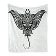 thumbnail image 1 of Black and White Soft Flannel Fleece Throw Blanket, Hand Drawn Cramp Fish Style Ornament Boho, Cozy Plush for Indoor and Outdoor Use, 60" x 80", Black and White, by Ambesonne, 1 of 5