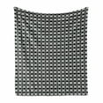 thumbnail image 1 of Black and White Soft Flannel Fleece Throw Blanket, Intertwined Circles and Rhombuses Pattern Monochrome Curved Stripes, Cozy Plush for Indoor and Outdoor Use, 50" x 60", Black and White, by Ambesonne, 1 of 6