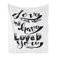 thumbnail image 1 of Black and White Soft Flannel Fleece Throw Blanket, Love Each Other as I Loved You Western Lettering Illustration, Cozy Plush for Indoor and Outdoor Use, 70" x 90", White and Black, by Ambesonne, 1 of 6