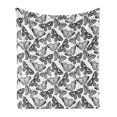 thumbnail image 1 of Black and White Soft Flannel Fleece Throw Blanket, Monochrome Assortment of Butterflies Schaus Swallowtails and Birdwings, Cozy Plush for Indoor and Outdoor Use, 50" x 60", Black White, by Ambesonne, 1 of 5