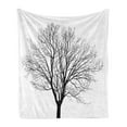 thumbnail image 1 of Black and White Soft Flannel Fleece Throw Blanket, Monochrome Barren Maple Tree Silhouette Hand Drawn Autumn Season Nature, Cozy Plush for Indoor and Outdoor Use, 70" x 90", Black White, by Ambesonne, 1 of 6