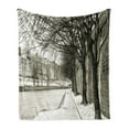 thumbnail image 1 of Black and White Soft Flannel Fleece Throw Blanket, Seine River Paris City France Snowy Winter in the Urban City Trees, Cozy Plush for Indoor and Outdoor Use, 70" x 90", Black White Grey, by Ambesonne, 1 of 6