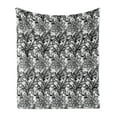 thumbnail image 1 of Black and White Soft Flannel Fleece Throw Blanket, Vintage Victorian Lace Style Plants Leaves Ornamental Blossom Pattern, Cozy Plush for Indoor and Outdoor Use, 70" x 90", Black White, by Ambesonne, 1 of 5