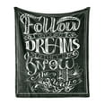 thumbnail image 1 of Black and White Soft Flannel Fleece Throw Blanket, Vintage Words on Following Your Dreams Monochrome Image, Cozy Plush for Indoor and Outdoor Use, 70" x 90", Black and White, by Ambesonne, 1 of 5