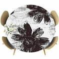 thumbnail image 1 of Black White Spring Floral Round Tablecloth 36-44 Inch Round Fitted Table Cloth with Elastic Edge, Summer Flowers Botanical Waterproof Table Cover Protector for Outdoor Picnic Party Dining, 1 of 6