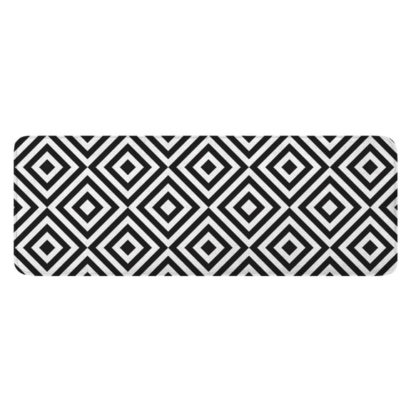 Black White Square Checkered Pattern Kitchen Rug Mat,Kitchen Runner Rugs Non Skid Washable,Decorative Kitchen Floor Mats for Kitchen,Sink,Laundry,17"x47.2"