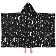 thumbnail image 1 of Black White Star Moon Pattern Hooded Bath Towel，60"x35" for Ages 3 To 12 Kids, Quick Dry Lightweight Soft Microfiber Hood Beach Towel Cover Up for Kids, 1 of 7