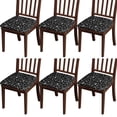 thumbnail image 1 of Black White Star Moon Pattern Seat Covers for Dining Room Chairs Set Of 4,Stretch Printed Washable Chair Seat Cover with Elastic Ties and Button,Removable Waterproof Couch Cushion Covers, 1 of 6