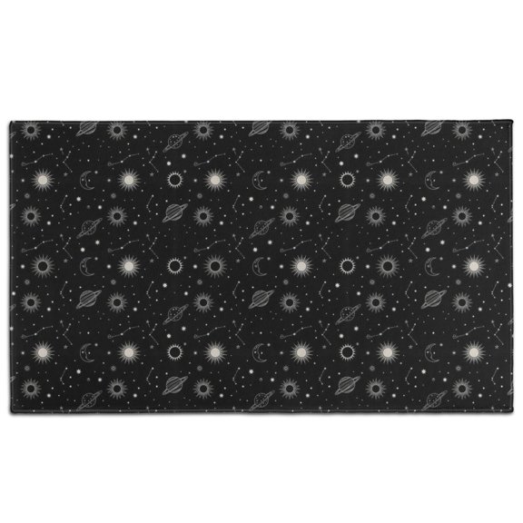 Black White Star Moon Planet Pattern Door Rugs,Washable Non Slip Door Mats Indoor,Decorative Door Mats,Entry Mat Indoor for Entrance,Bedroom,Kitchen,Bathroom,17"x30"