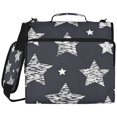 thumbnail image 1 of Black White Stars Printed Zipper Binder with Handle&Shoulder Strap 2 inch 3 Ring 500+300 Sheet Capacity File Folder Organizer, 1 of 8
