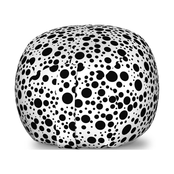 Black and White Storage Toy Bag Chair, Big and Small Dots Black Color Spots Graphic Simplistic Bubbles Pattern, Stuffed Animal Organizer Washable Bag, Small Size, Black White, by Ambesonne