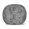 thumbnail image 1 of Black and White Storage Toy Bag Chair, Monochrome Abstract Floral Repeating Motifs in Square Shape with Waves, Stuffed Animal Organizer Washable Bag, Small Size, Black and White, by Ambesonne, 1 of 3