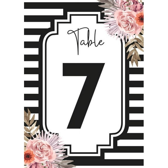 Black White Stripe 41 Pieces Wedding Table Numbers Cardss 1-40 Double Sided with Head Table 4x6 inch Table Numbers for Wedding Reception/Party/Event