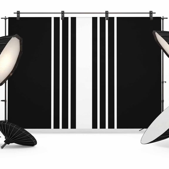 Black White Stripe Backdrop for Photography,Fabric Photo Background Backdrop,Modern Rustic Vertical Striped Photo Booth Background for Portrait Photoshoot Video Wedding Studio Decoration Banner 7x5ft