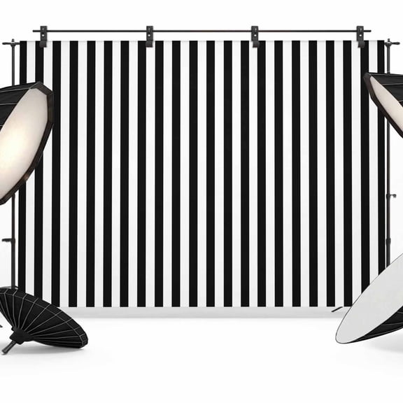 Black White Stripe Backdrop for Photoshoot,Photography Photo Studio Background Wall Backdrop,Modern Minimalist Geometric Striped Back Drop Banner Panel for Portraits Wedding Live Streaming 8x6Ft