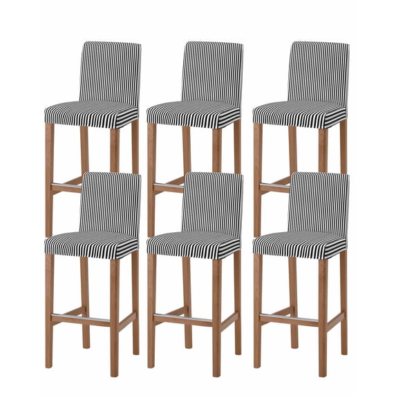 Black White Stripe Bar Stool Covers Set of 6, Modern Minimalist Geometric Striped Stretch Washable Bar Chair Covers with Backs, Removable Pub Counter Height Chair Cover for Kitchen Dining Room Cafe