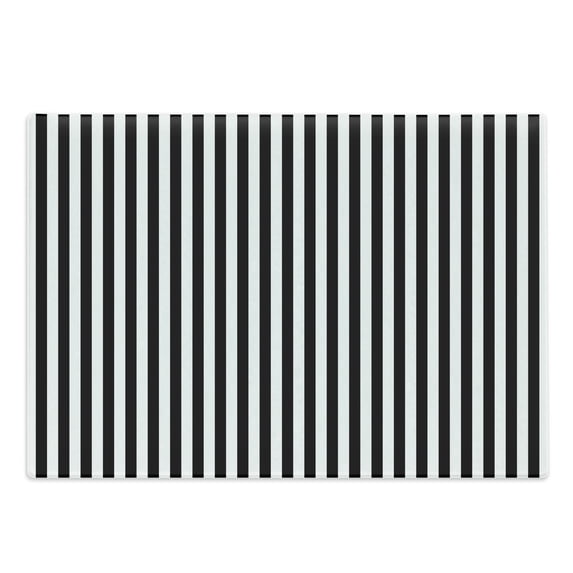 Black and White Stripe Cutting Board, Classical Pattern with Vertical Lines Modernistic Simplicity Design, Decorative Tempered Glass Cutting and Serving Board, in 3 Sizes, by Ambesonne