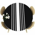 thumbnail image 1 of Black White Stripe Fitted Tablecloth with Elastic Edged, Round Table Cloth for Dining Table, Modern Rustic Vertical Striped Waterproof Oil Proof Table Cover for Indoor Outdoor 45"-54", 1 of 9