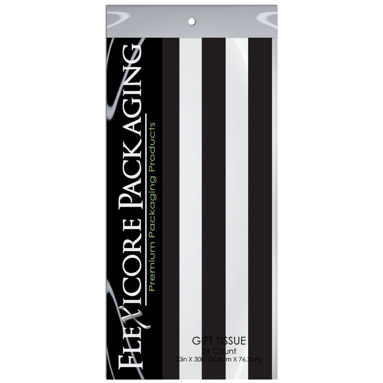 Black & White Stripes Tissue Paper 20 x 30 - 24 Sheet Pack
