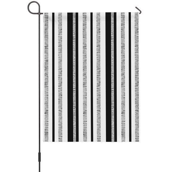 Black White Stripe House Flags For Outdoor, Modern Minimalist Geometric Vertical Bands Small Double Side Yard Flags Weather Proof House Decor for Lawn Outside Holiday 28 x 40 Inches