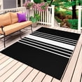 thumbnail image 1 of Black White Stripe Outdoor Rug for Patio/Deck/Porch, Non-Slip Large Area Rug 4 x 6 Ft, Modern Rustic Vertical Striped Indoor Outdoor Rugs Washable Area Rugs, Reversible Camping Rug Carpet Runner, 1 of 8